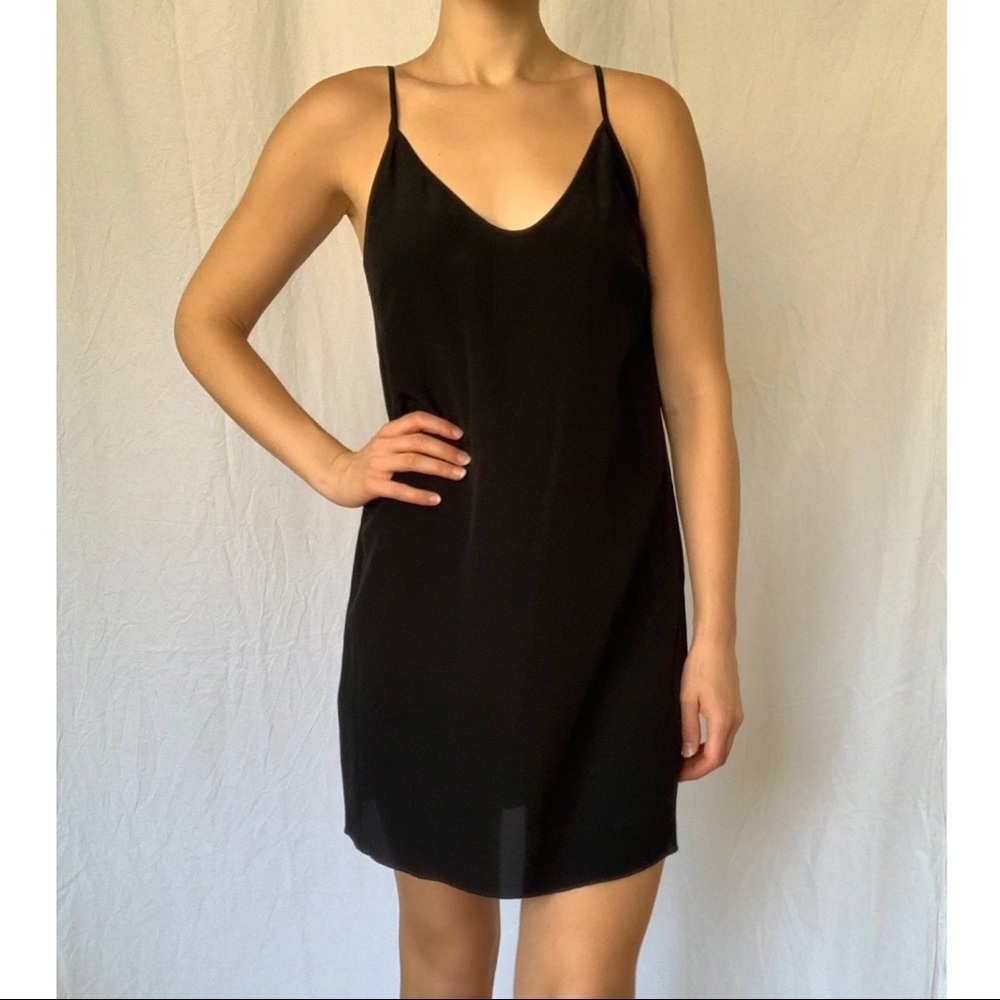 Aritzia Wilfred 100% Silk Black Slip Dress - Small